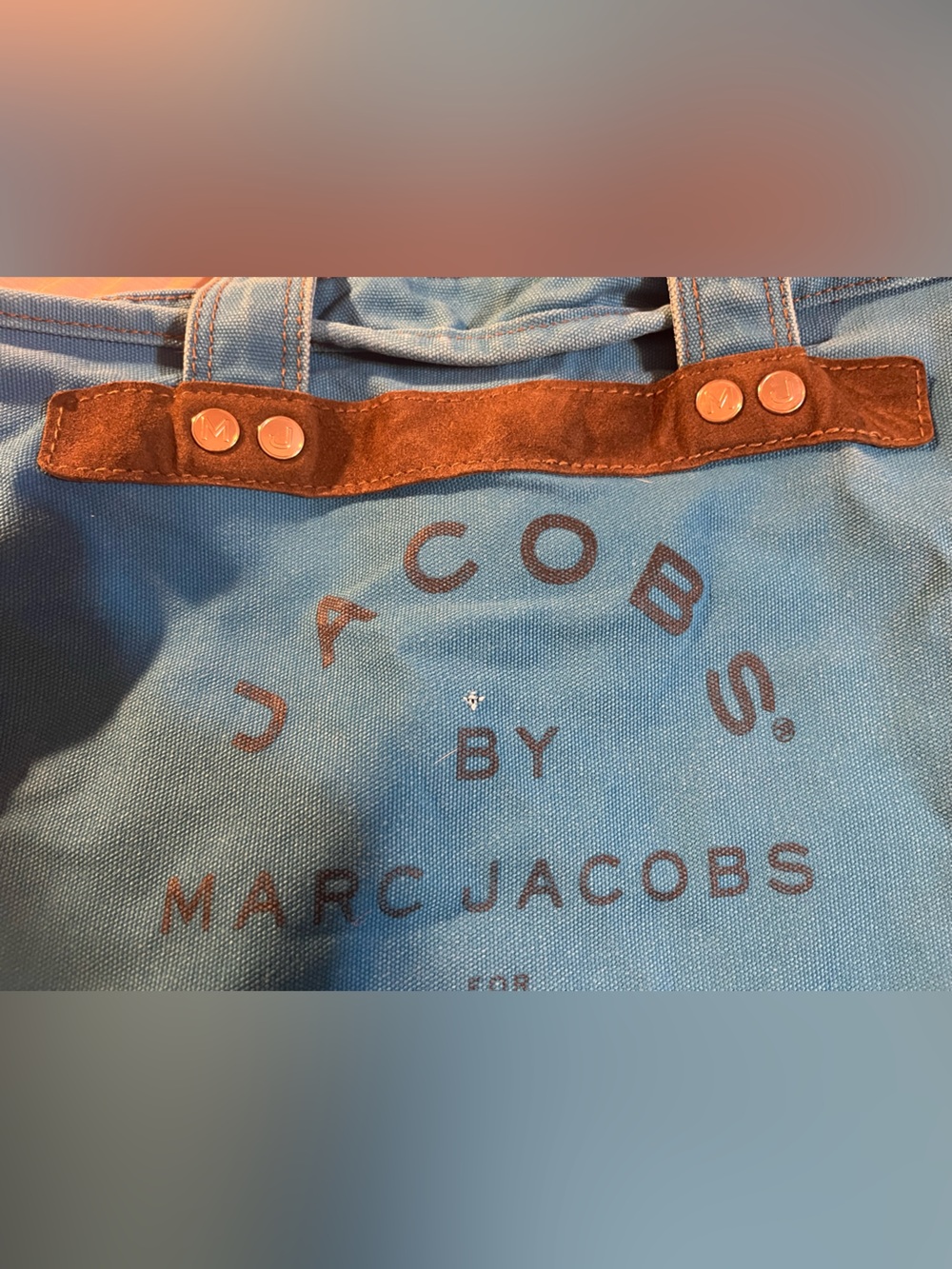 Marc Jacobs Marc by Marc Jacobs Cotton Canvas Blue Full Zipper Tote Bag - Picture 5 of 13